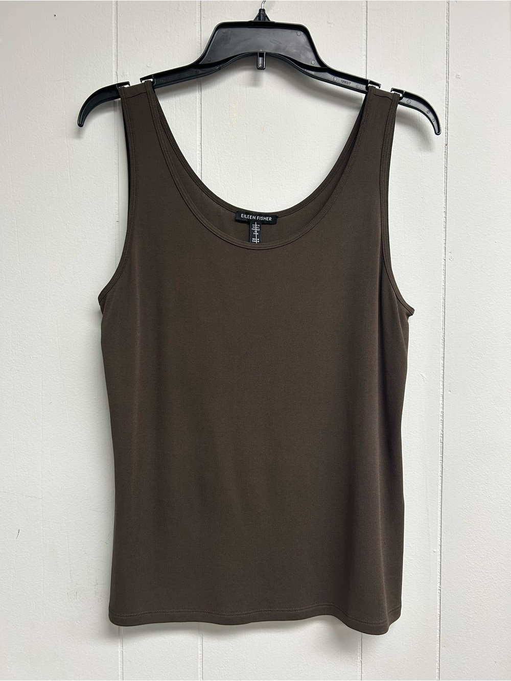 Eileen Fisher Dark Brown Scoop Neck Tank Top 100% Silk